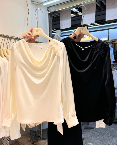 Cowl Neckline Long Sleeves